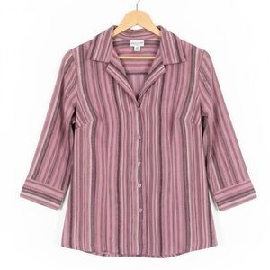 Covington Mauve and Black Vertical Stripe Button-Front Shirt